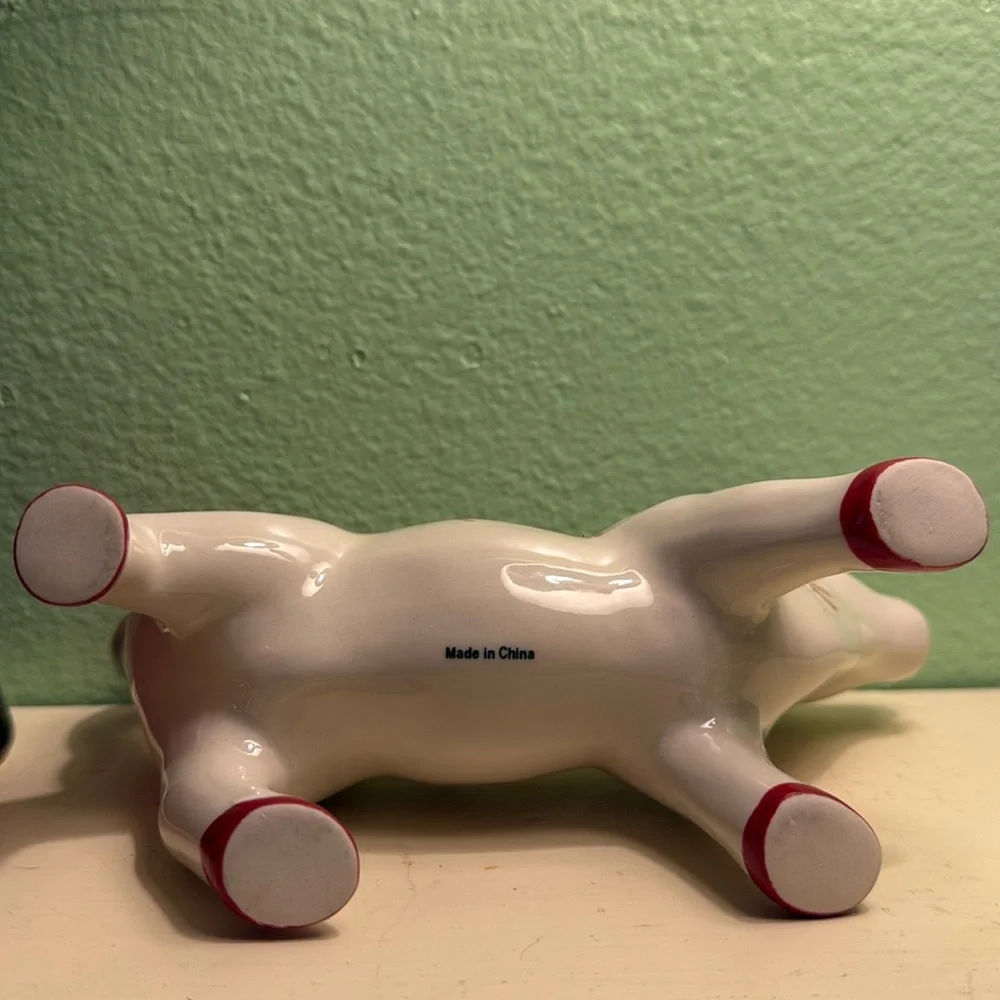 Ceramic Cow Creamer with Red Floral Design 7”  #18